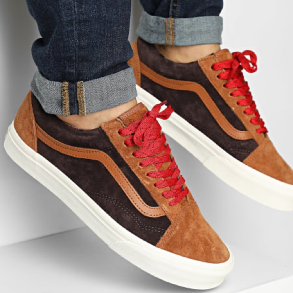 VANS OLD SKOOL PIG SUEDE PLAID Men's 5.5 Women's 7 Leather Shoes Sneakers